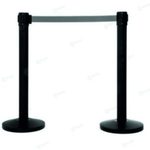 Poste separador de catenarias con cinta retráctil.